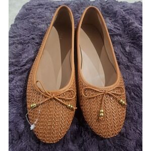 New Joie Aimme Women's Ballet Flat Caramel Tan Size 9.5 Classic Casual Bow Tie